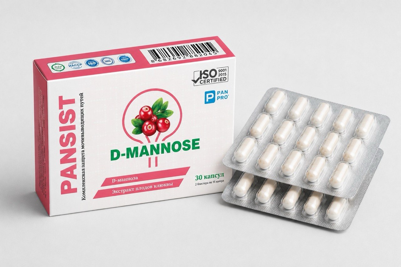 Упаковка Pansist — D-манноза, 30 капсул